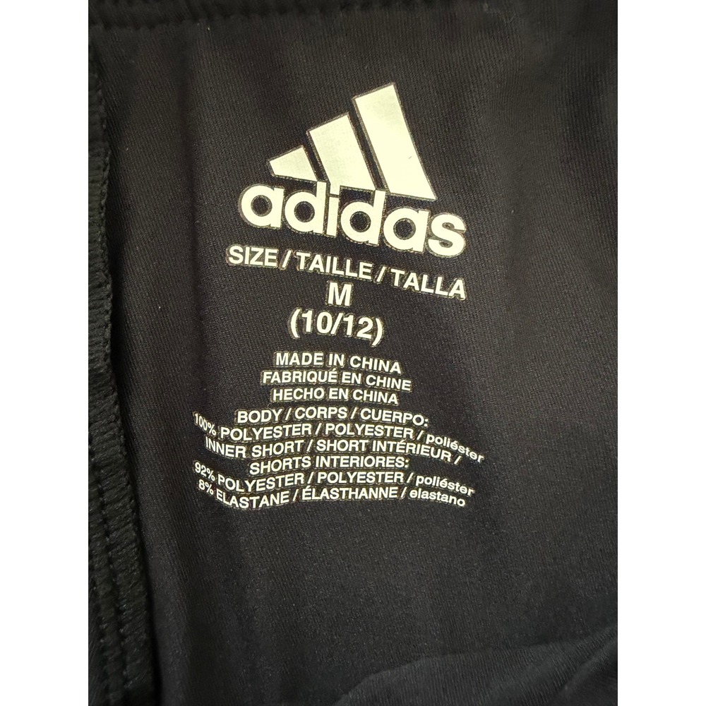 Adidas Skort Girls Medium 10/12 3-Stripe Athletic Tennis Skirt Black Excellent - Picture 2 of 2